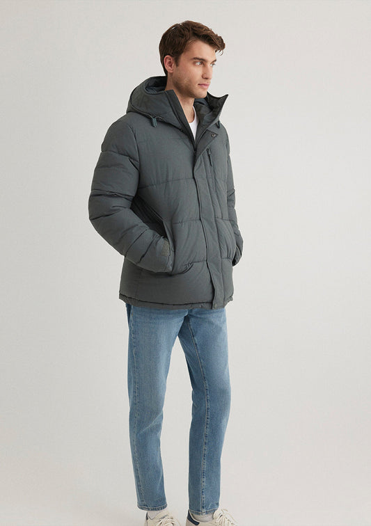 Hooded Green Puffer Jacket