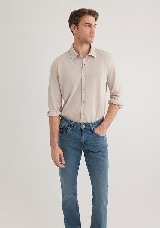 Bej Örme Gömlek