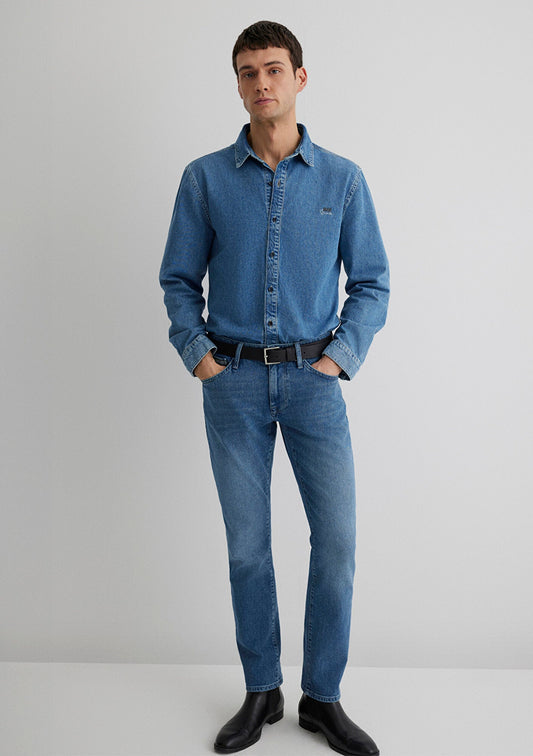 Roy Vintage Blue Lux Black Jean Shirt