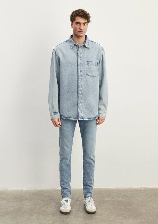 Dillon Faded Blue Denim Jean Shirt