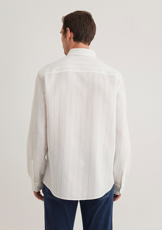 Blue Striped White Shirt