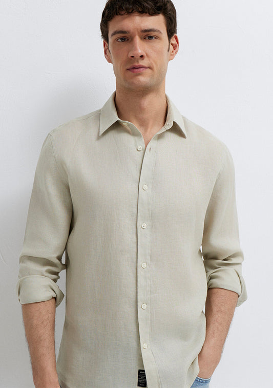 Linen Mix Beige Shirt