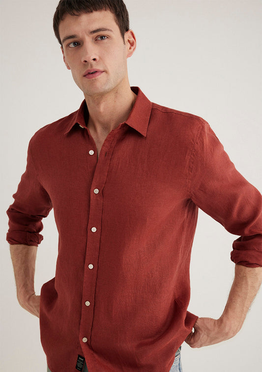 Orange Linen Shirt
