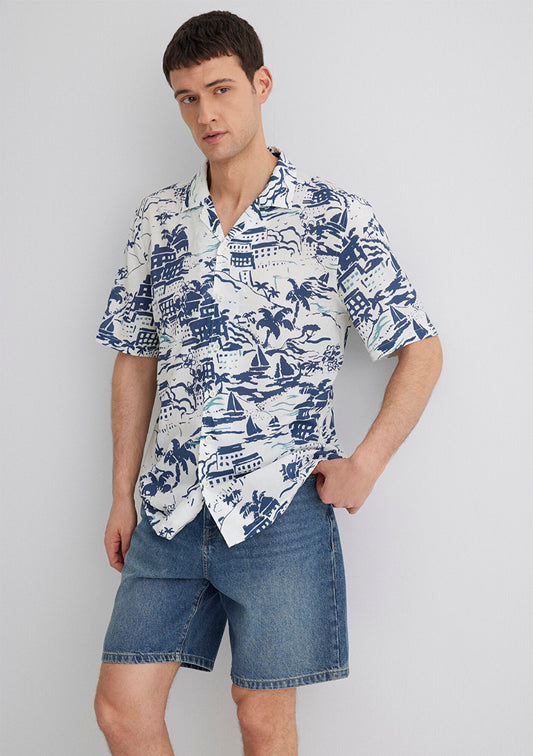 Printed Blue Shirt