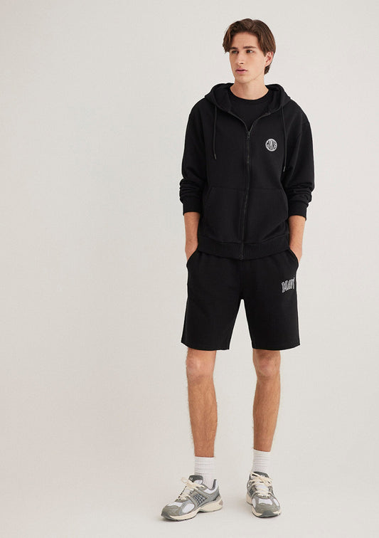 Mavi Logo Printed Black Shorts