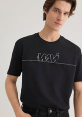 Logo Printed Black T-Shirt