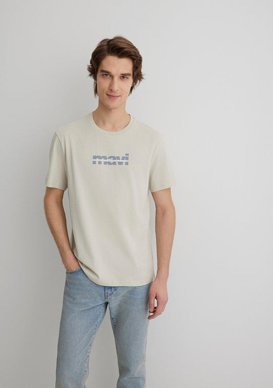 Mavi Logo Printed Grey Tee