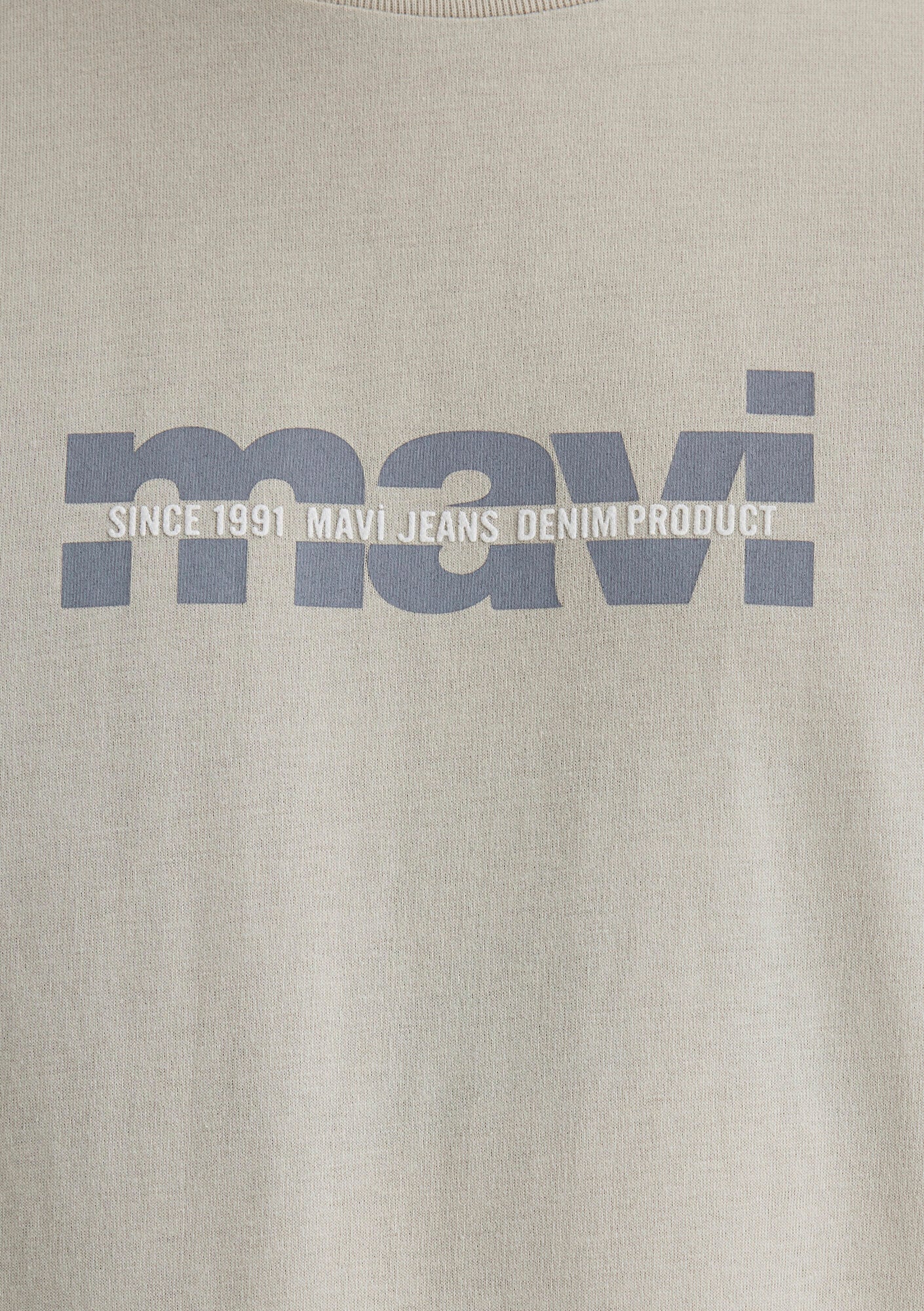 Mavi Logo Printed Grey Tee