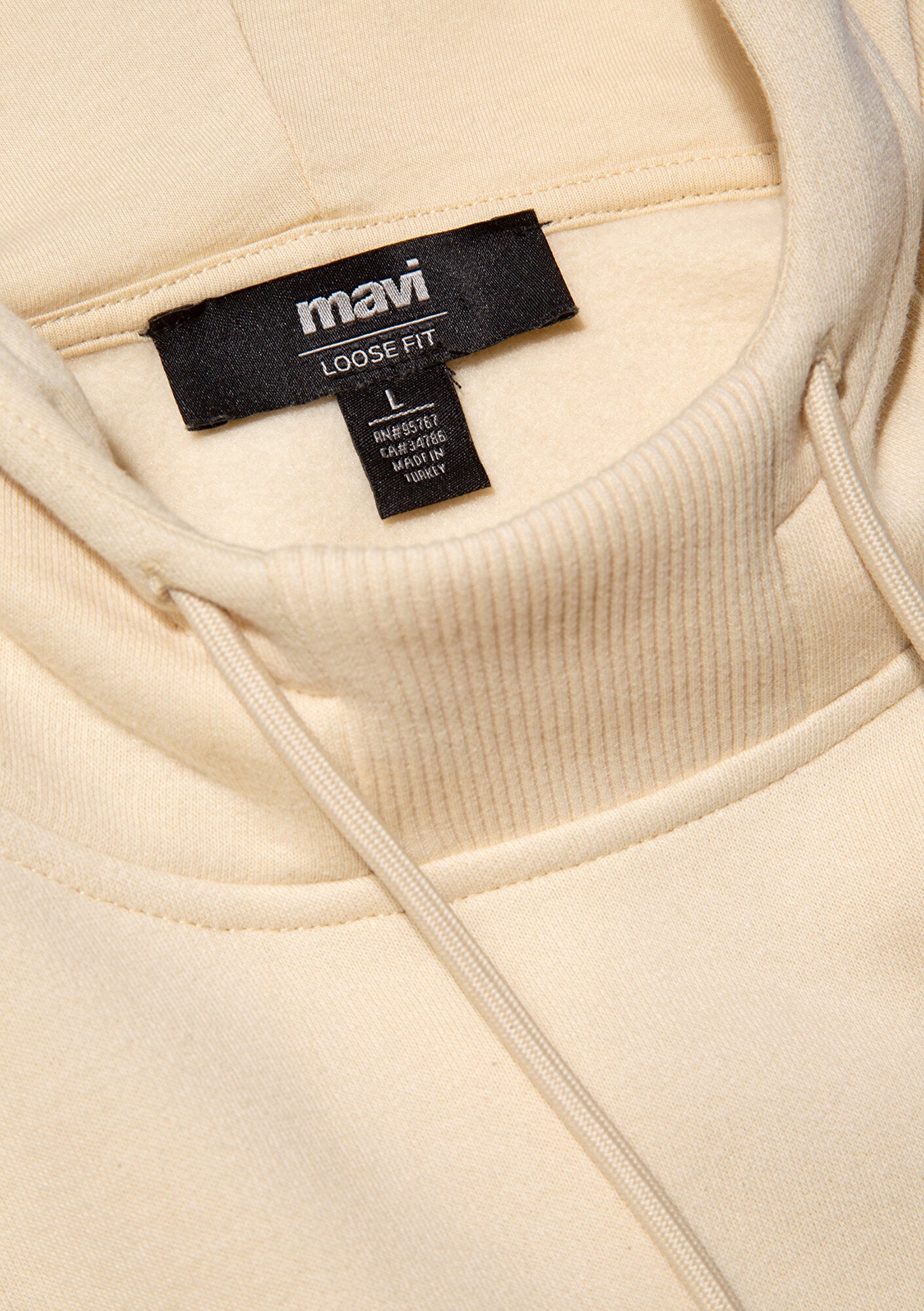 Mavi Logo Printed Hooded Beige Sweatshirt