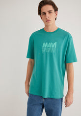 Mavi Logo Printed Green T-shirt