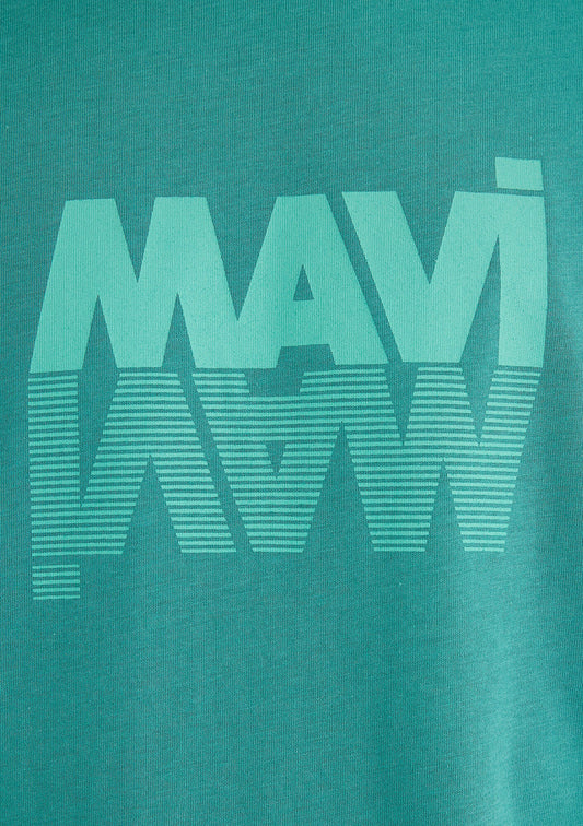 Mavi Logo Printed Green T-shirt