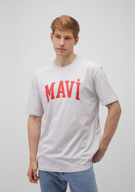 Mavi Logo Printed Grey T-Shirt