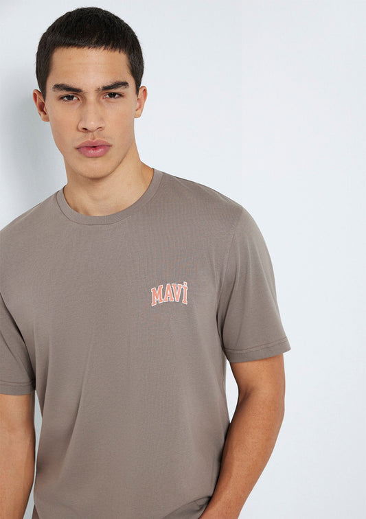 Mavi Logo Printed Brown T-Shirt
