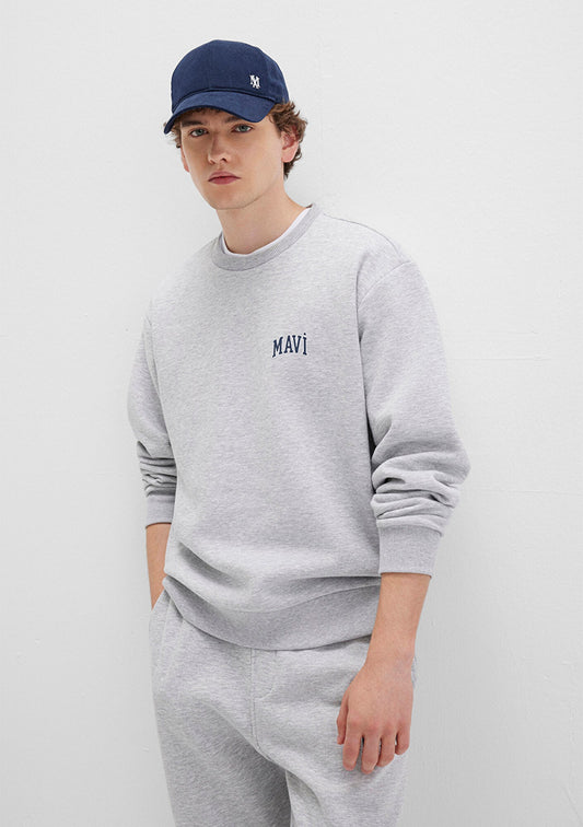 Mavi Logo Printed Grey Sweatshirt