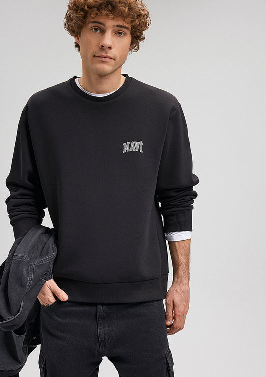 Mavi Logo Printed Black Sweatshirt