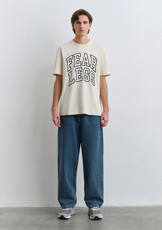 Fearless Printed Ecru T-Shirt