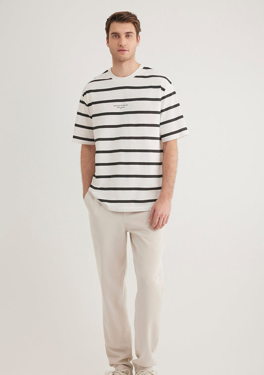 Black Striped Ecru T-Shirt