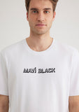 Mavi Black Printed White T-Shirt