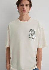 Skull Printed Ecru T-Shirt
