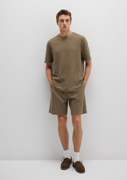 Khaki Textured Basic T-Shirt