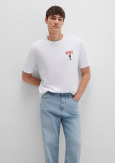 Mavi Cat Printed White T-Shirt