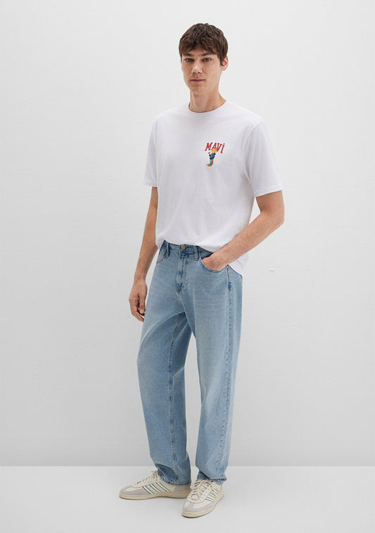 Mavi Cat Printed White T-Shirt