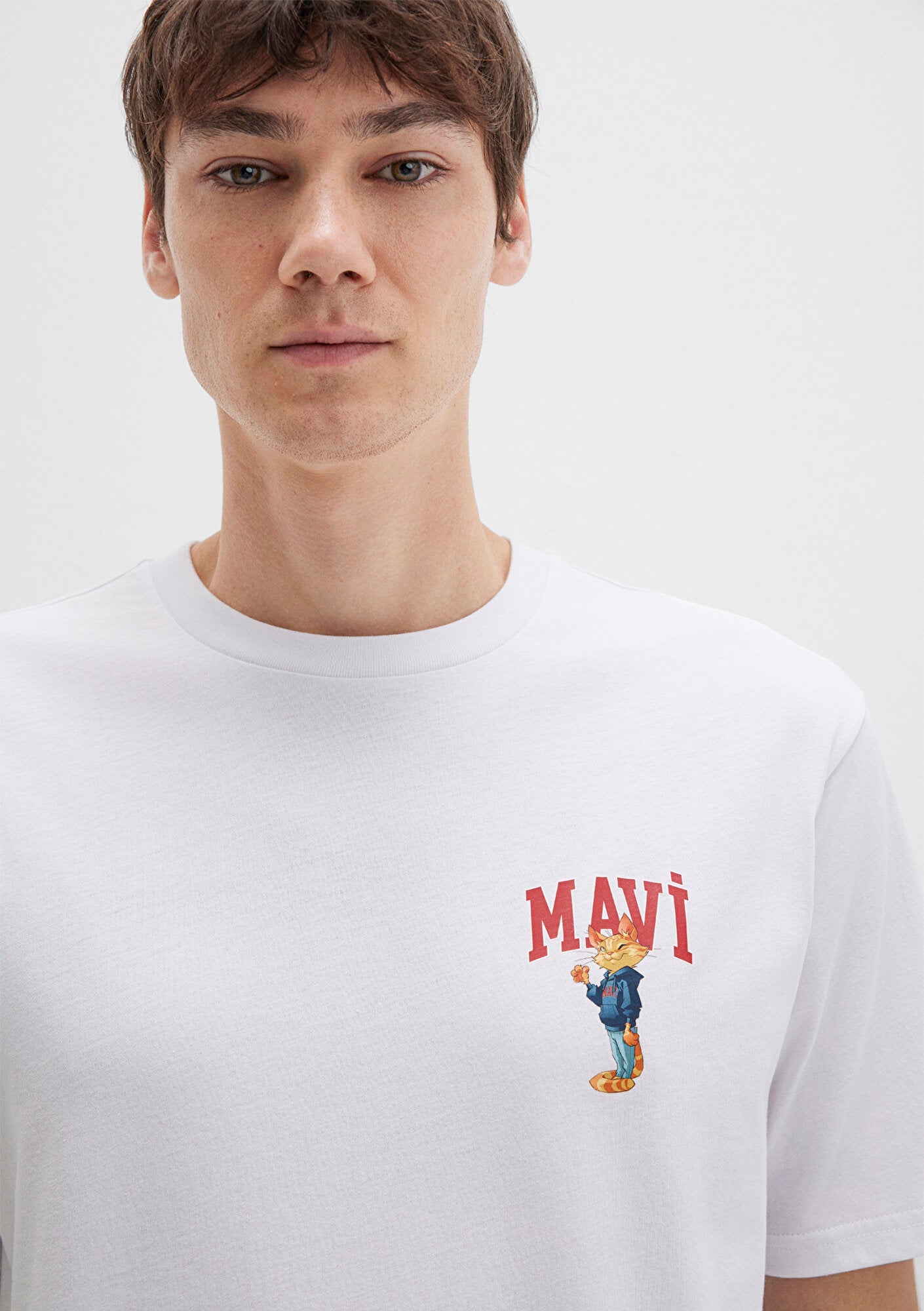 Mavi Cat Printed White T-Shirt
