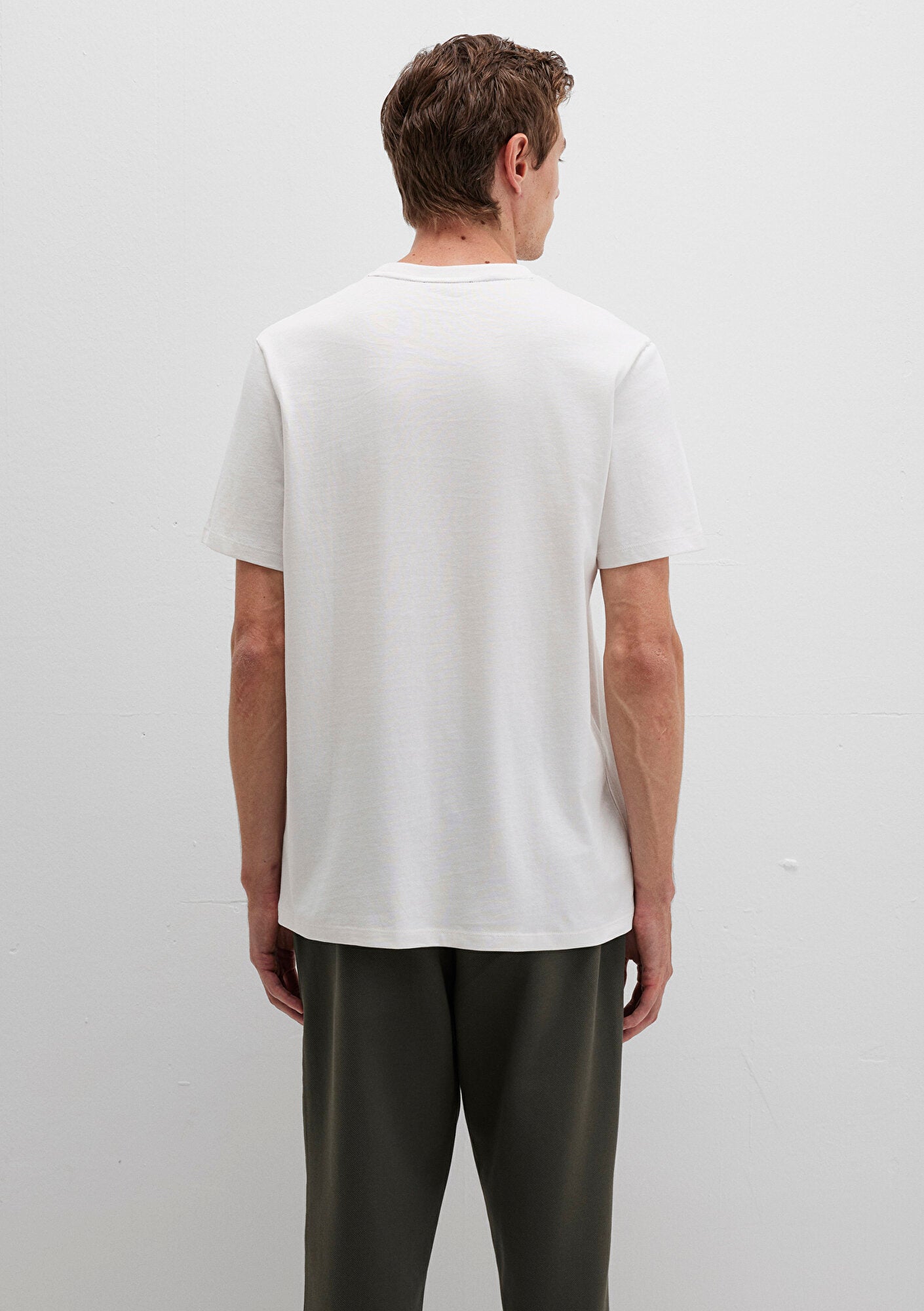 Crew Neck Ecru Basic T-Shirt
