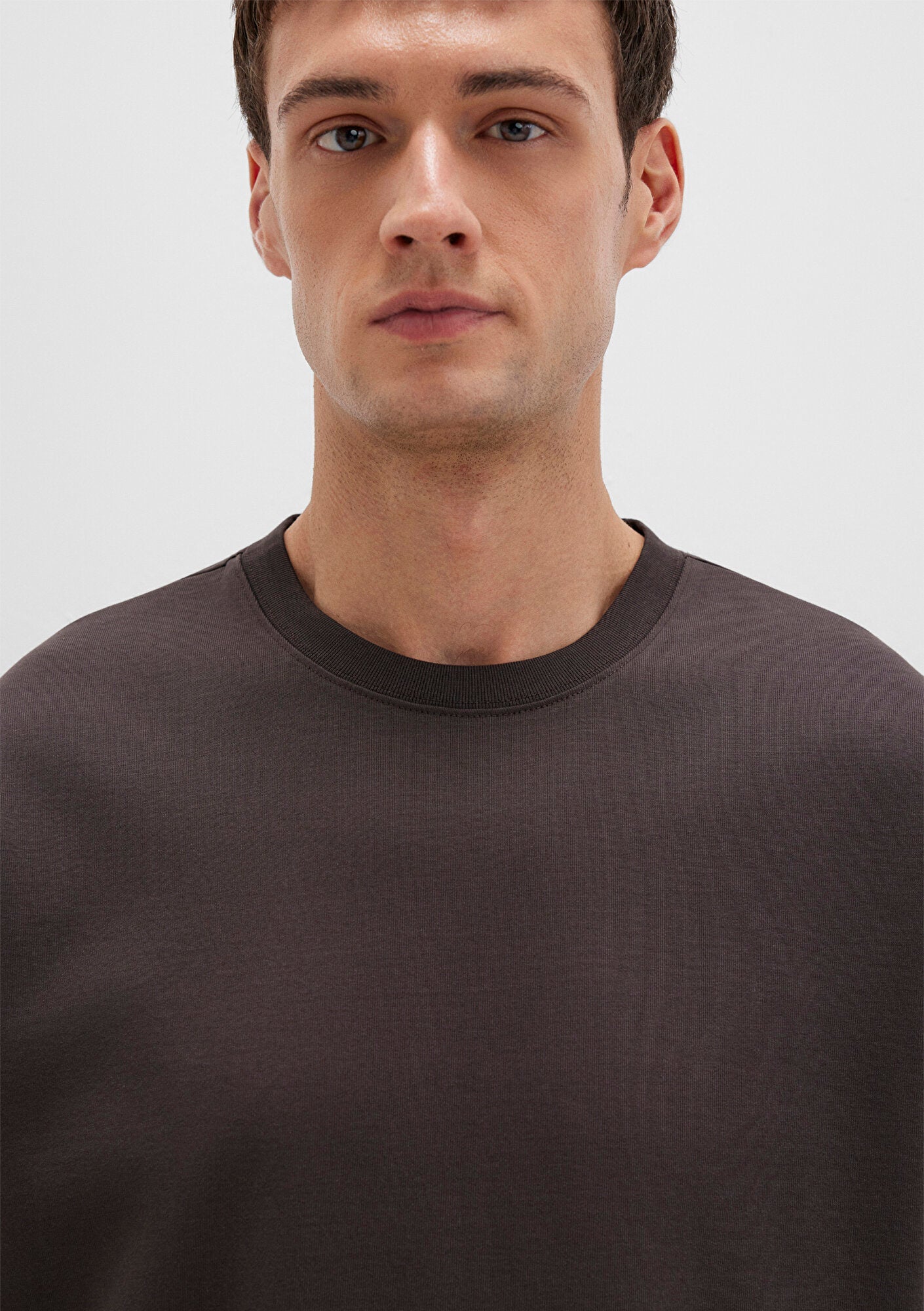 Crew Neck Brown Basic T-Shirt