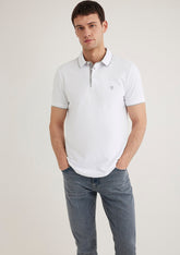 Collar Detailed White Polo T-Shirt