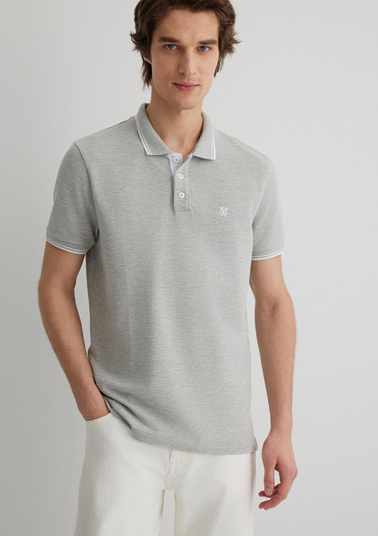 Collar Detailed Grey Polo
