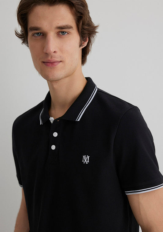 Collar Detailed Black Polo