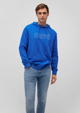 Mavi Logo Printed Hooded Blue Sweatshirt