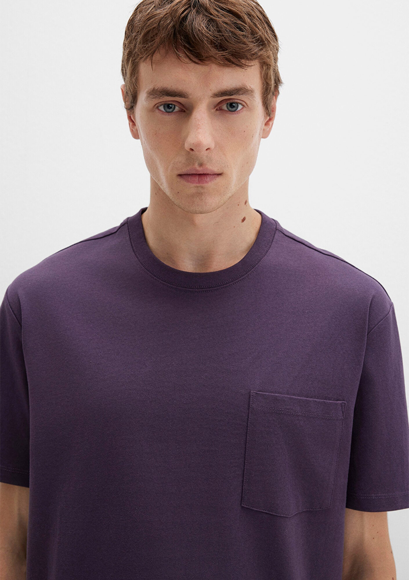 Pocket Detailed Purple Basic T-Shirt
