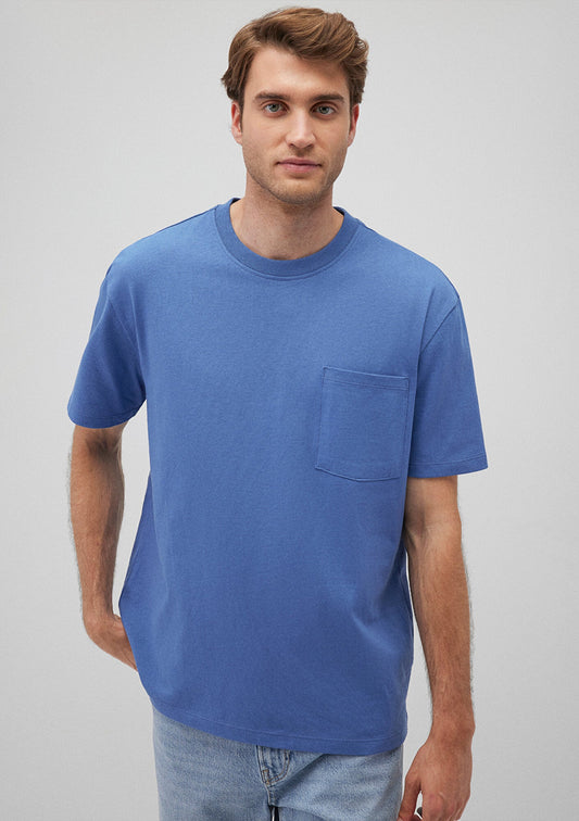 Pocket Detailed Blue Basic T-Shirt
