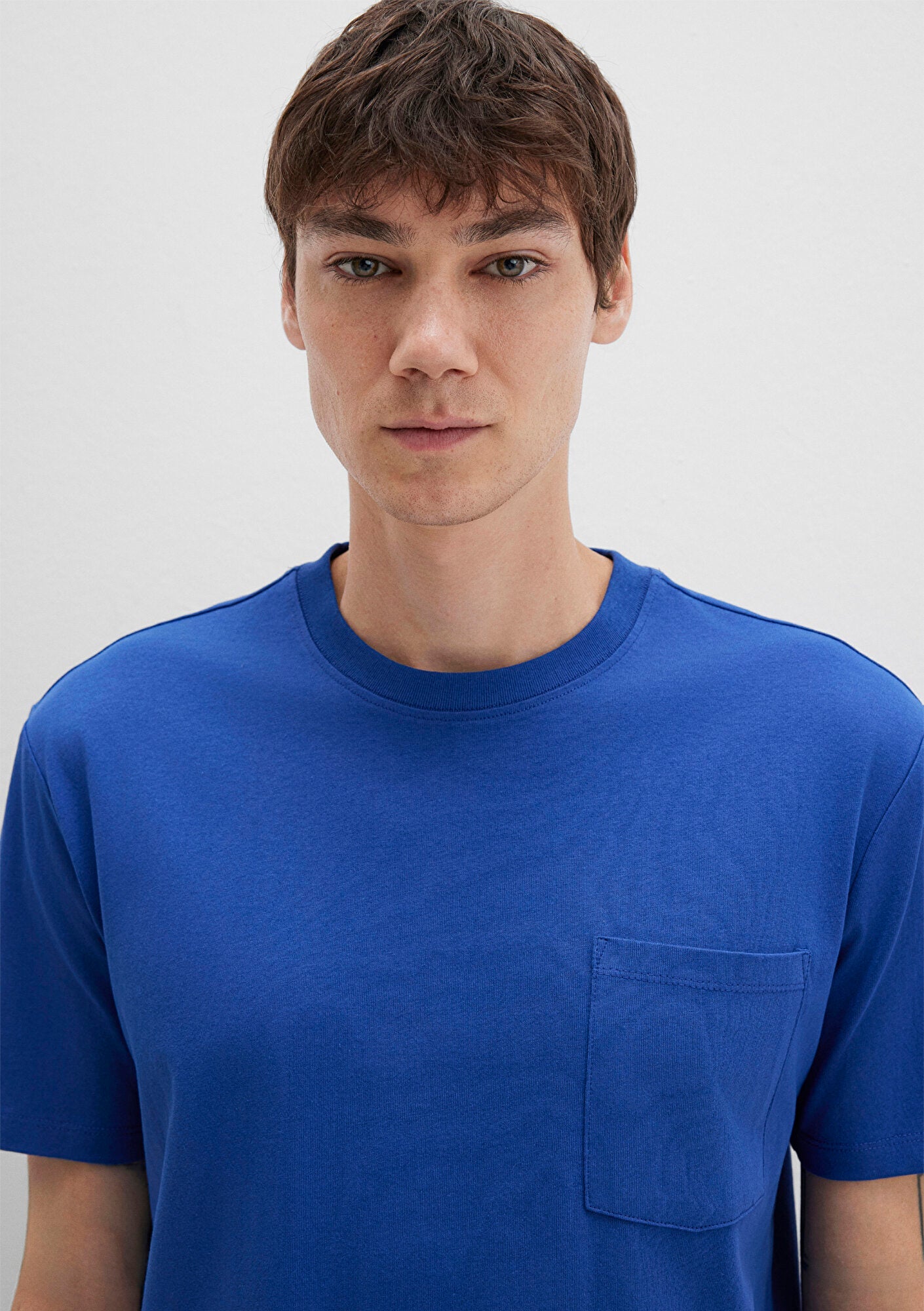 Pocket Detailed Blue Basic T-Shirt