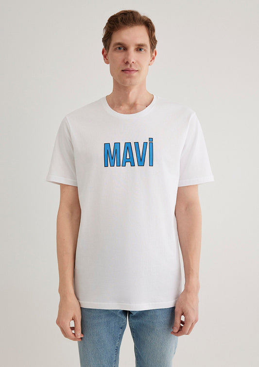 Mavi Logo Printed White Tee