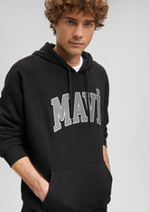 Mavi Logo Printed Hooded Black Sweatshirt