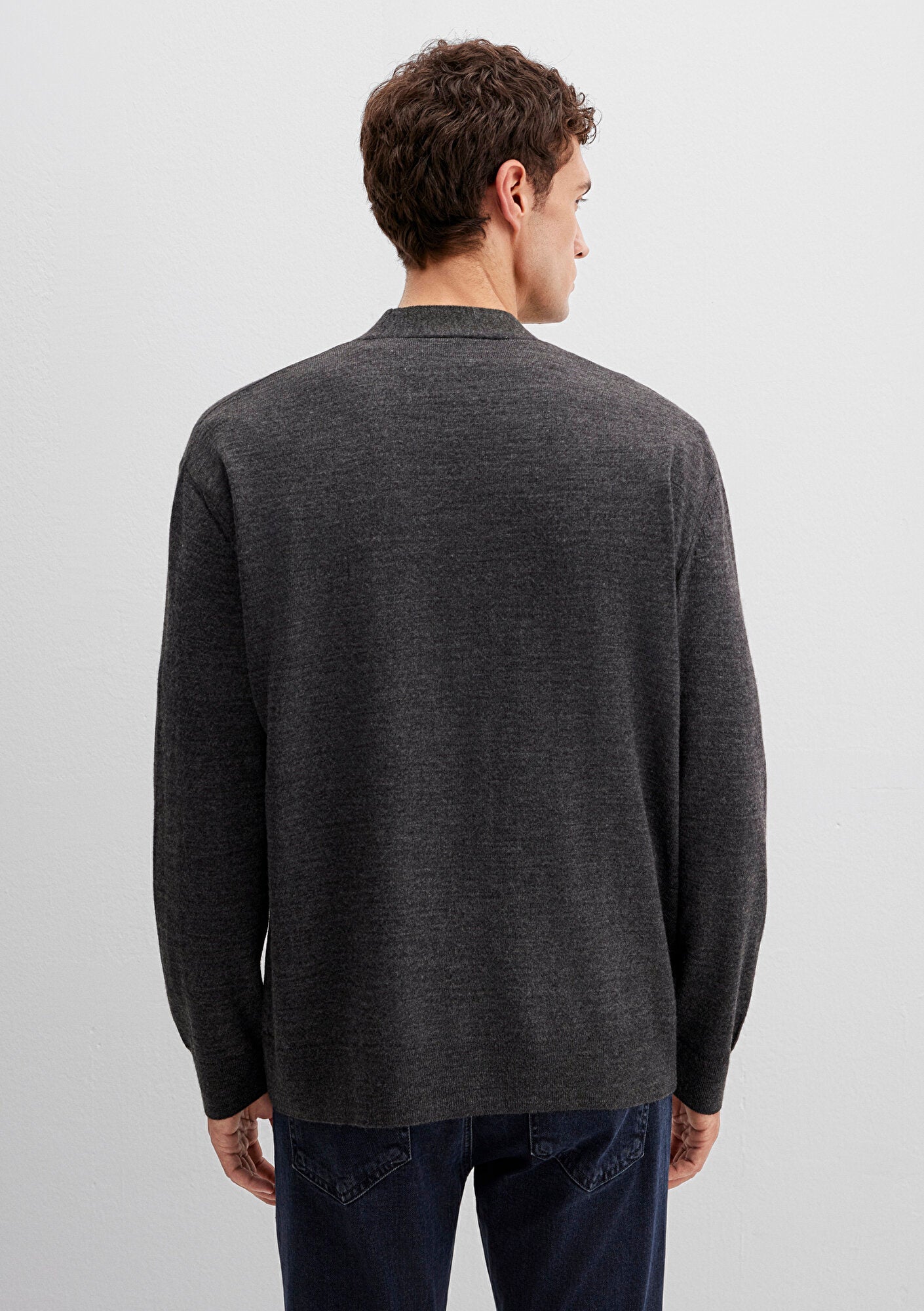 Wool Mix Anthracite Cardigan