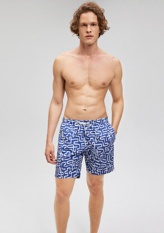 Printed Blue Swimshorts