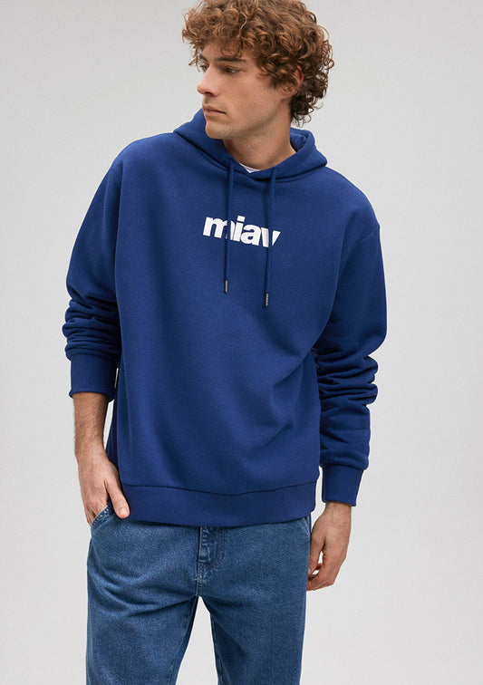 Mavi Logo Printed Hooded Blue Sweatshirt