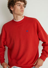 Crew Neck Red Basic Sweatshirt