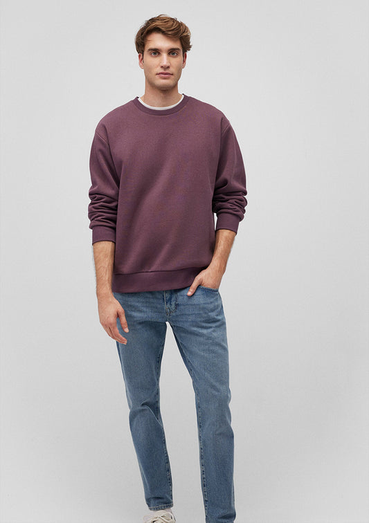 Crew Neck Brown Basic Sweatshirt
