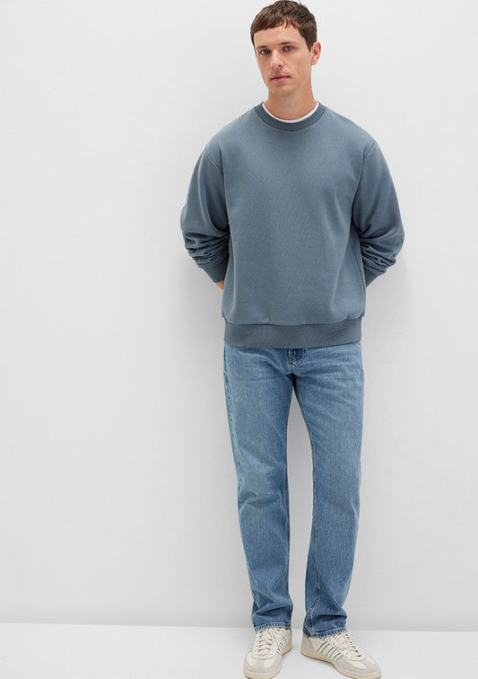 Crew Neck Navy Basic Sweatshirt