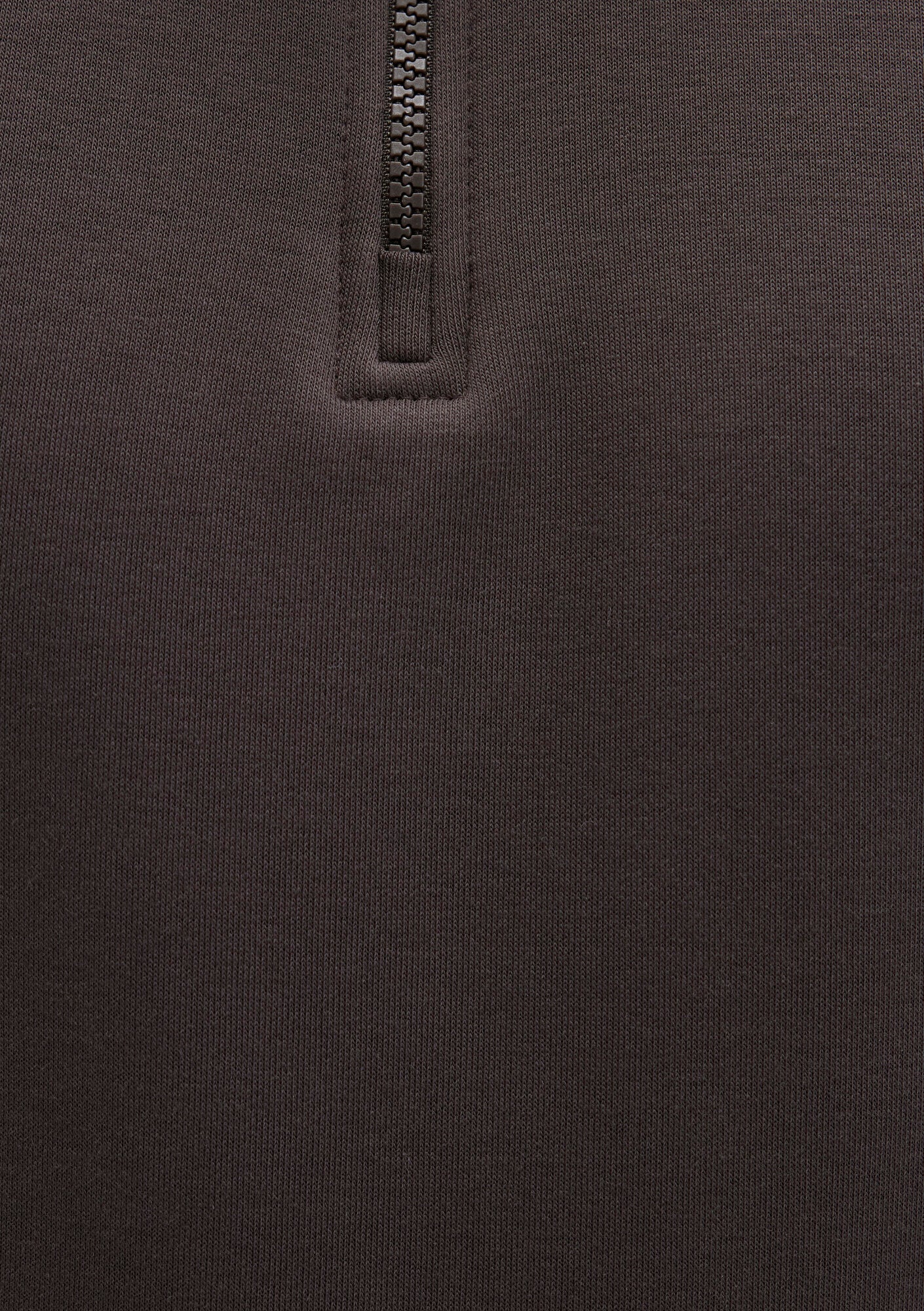Half Zip Brown Basic Sweatshirt