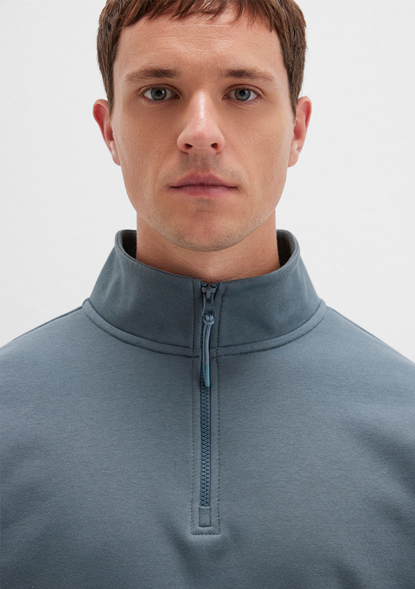 Half Zip Grey Basic Sweatshirt