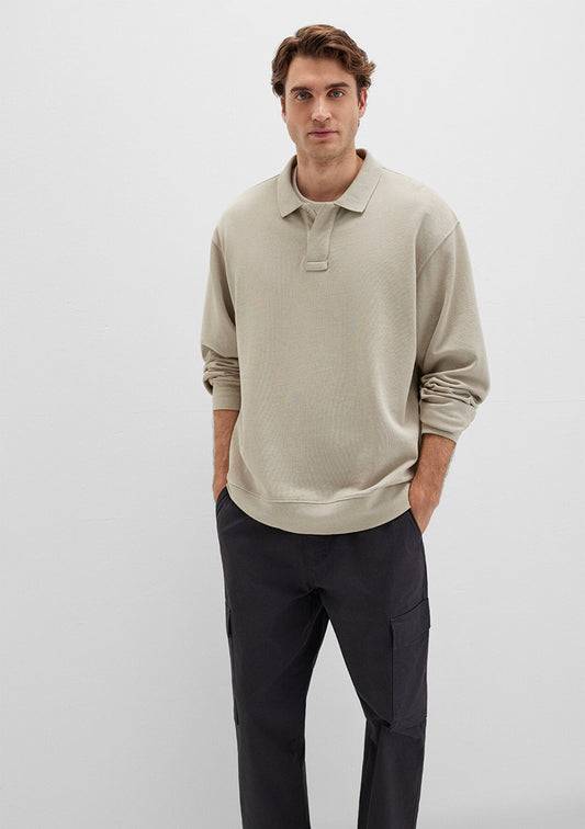 Beige Polo Sweatshirt