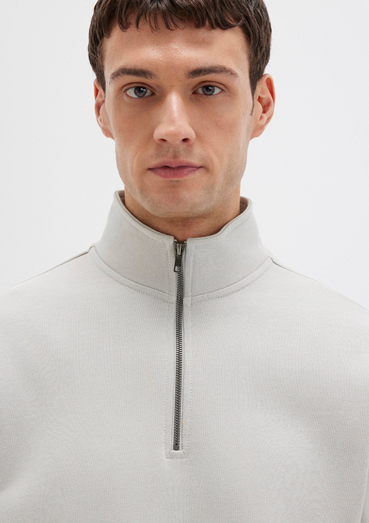 Half Zip Grey Basic Sweatshirt