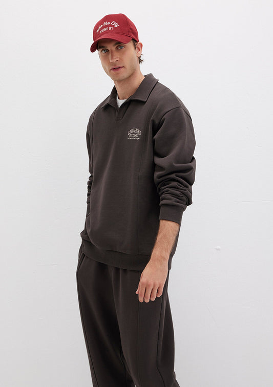 Brown Polo Neck Sweatshirt