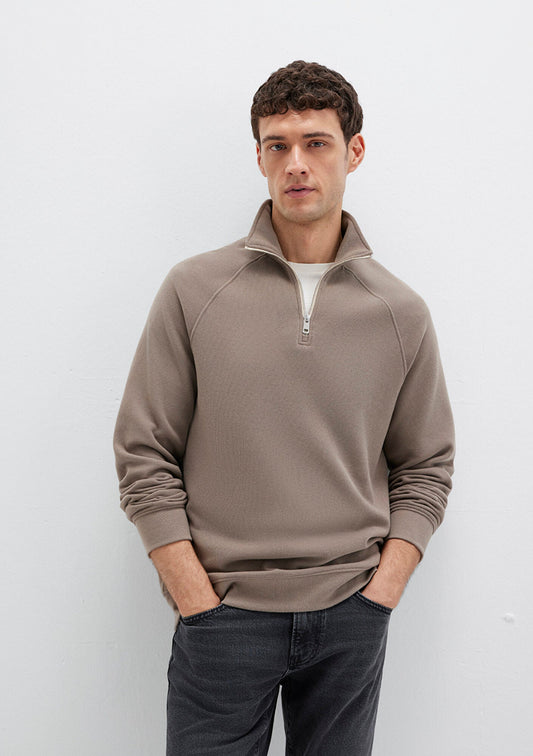 Half Zip Beige Sweatshirt